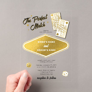 Invitations En Acrylique Las Vegas Destination Parfait Match Mariage Gold