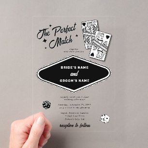 Invitations En Acrylique Las Vegas Destination Parfait Match Mariage Noir