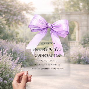 Invitations En Acrylique Lavande violet arc clair Quinceanera