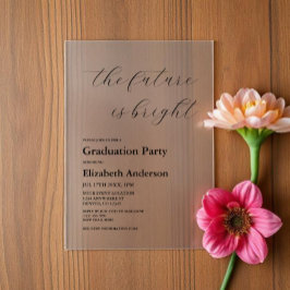 Invitations En Acrylique L'Avenir Est Clair Minimaliste Graduation De Scrip