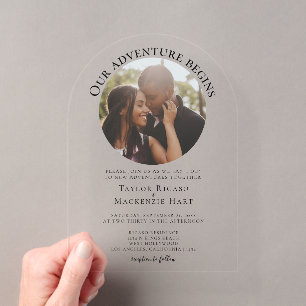 Invitations En Acrylique L'aventure photo personnalisée commence mariage