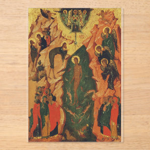 Invitations En Acrylique Le baptême du Christ icône byzantine