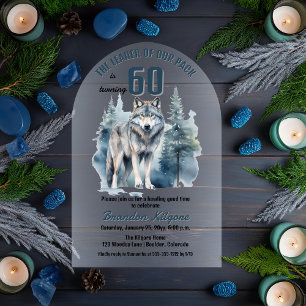Invitations En Acrylique Le chef de notre pack Wolf 60e fête d'anniversaire