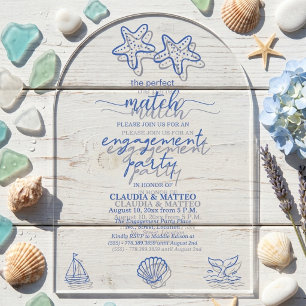 Invitations En Acrylique Le couple d'étoiles de mer fête de fiançailles The
