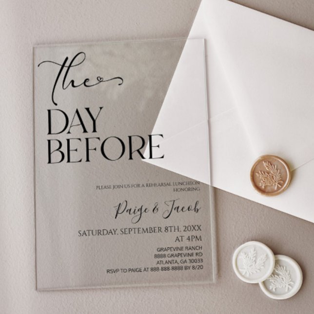 Invitations En Acrylique Le Jour Avant Le Déjeuner De La Répétition Mariage (Créateur téléchargé)