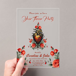 Invitations En Acrylique L'élégance gothique du coeur