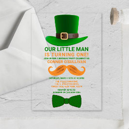 Invitations En Acrylique Leprechaun moderne St. Patrick's Any Age Anniversa