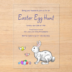 Invitations En Acrylique Les œufs de Pâques et le lapin de Pâques
