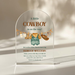 Invitations En Acrylique Ligne de vêtements à imprimé vache cowboy Shower b