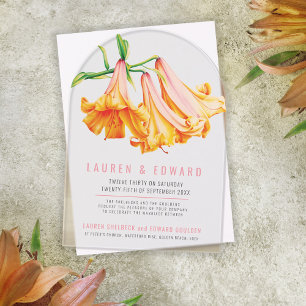 Invitations En Acrylique Lily art botanique corail photo personnalisée mari