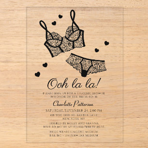 Invitations En Acrylique Lingerie Fête des mariées Panty Bachelorette