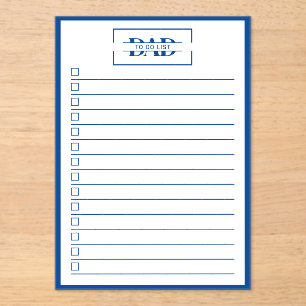 Invitations En Acrylique Liste de tâches à faire en monogramme bleu Papa 13