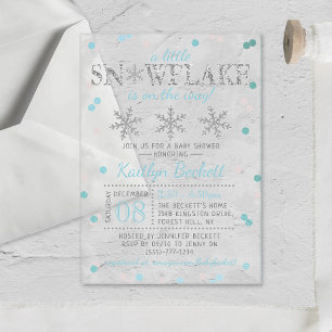 Invitations En Acrylique Little Snowflake Boys Baby shower d'hiver