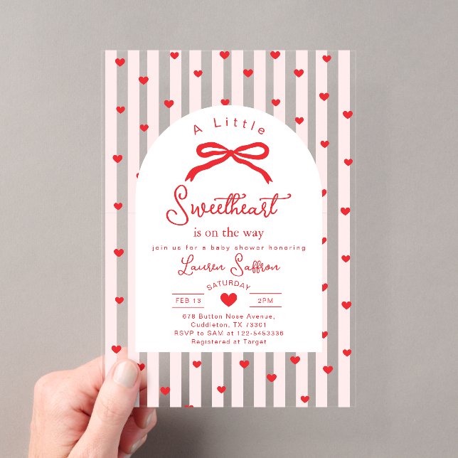 Invitations En Acrylique Little Sweetheart Bow Valentines Baby Shower (In situ (ordinateur de poche))