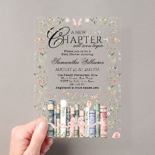 Invitations En Acrylique Livre Wildflower Nouveau Chapitre Commence Baby Sh