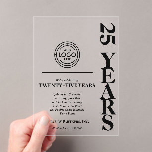 Invitations En Acrylique Logo du 25e anniversaire de l'entreprise moderne