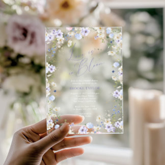 Invitations En Acrylique Love In Bloom Floral Purple Bridal Shower