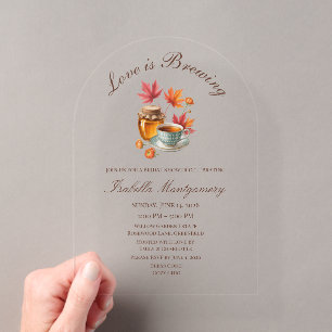 Invitations En Acrylique Love Is Brewing Cozy Tea Enterrement de mariage