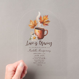 Invitations En Acrylique Love Is Brewing Mariage Automnal de Café