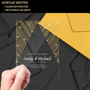 Invitations En Acrylique Lumières dorées claires acryliques de luxe élégant