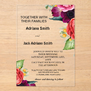 Invitations En Acrylique Luxueux Mariage Floral Moderne