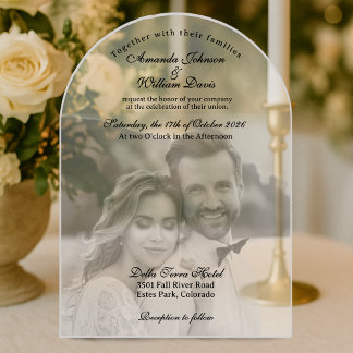 Invitations En Acrylique Luxueux Mariage photo moderne noir & blanc