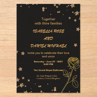 Invitations En Acrylique Luxury Gold Save the Date Wedding Card
