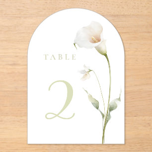 Invitations En Acrylique lys calla fond blanc table 2
