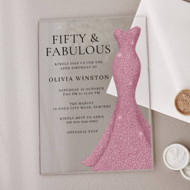 Invitations En Acrylique Magnifique Gown Cinquante et fabuleux 50e annivers (Créateur téléchargé)
