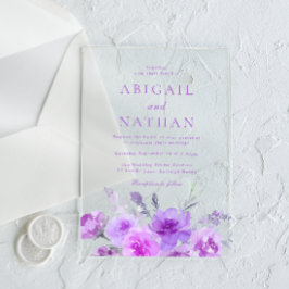 Invitations En Acrylique Magnifique Lavande violette Mariage Floral