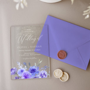 Invitations En Acrylique Magnifique mariage floral violet lavande