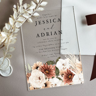 Invitations En Acrylique Magnifique mariage moderne boho
