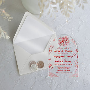 Invitations En Acrylique Main Drag is love & Pizza Engagement Party