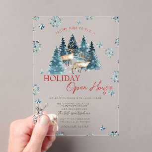 Invitations En Acrylique Maison ouverte pour les vacances de Noël avec des 