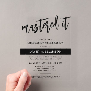 Invitations En Acrylique Maîtrise moderne Diplôme Diplôme Maîtrise