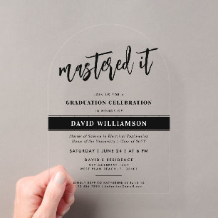 Invitations En Acrylique Maîtrise moderne Diplôme Diplôme Maîtrise