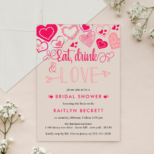 Invitations En Acrylique "Manger, Boire & Aimer" Saint-Valentin Enterrement