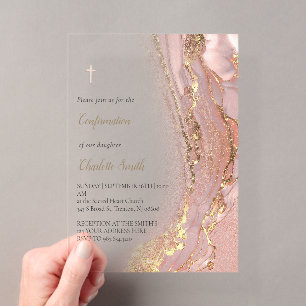 Invitations En Acrylique marbre d'encre Confirmation