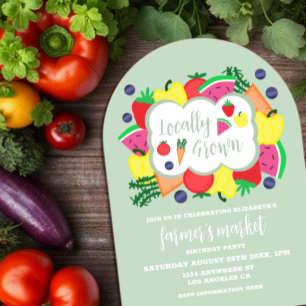 Invitations En Acrylique Marché des fermiers cultivés localement Anniversai