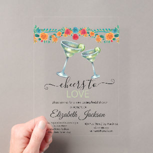 Invitations En Acrylique Margarita Fleurs Fête des mariées Fiesta mexicaine