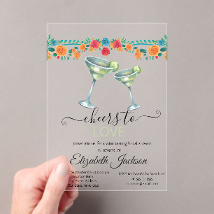 Invitations En Acrylique Margarita Fleurs Fiesta Mexicaine Réception de Mar