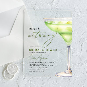 Invitations En Acrylique Margs et Matrimony Mariage Moderne Shower