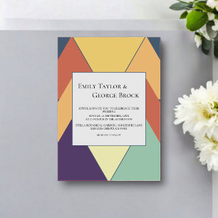 Invitations En Acrylique Mariage Abstrait Coloré Rétro Moderne Fantaisiste