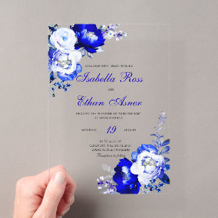Invitations En Acrylique Mariage acrylique bleu et argent royal