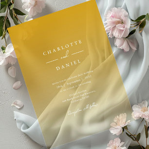 Invitations En Acrylique Mariage acrylique élégant à dégradé jaune miel