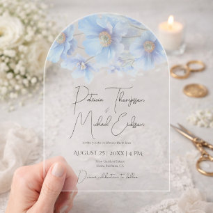Invitations En Acrylique Mariage Acrylique Élégant Poppy Himalayen Bleu