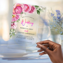 Mariage Acrylique Floral Rose Chaud Vibrant
