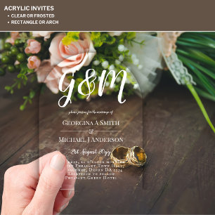 Invitations En Acrylique Mariage ACRYLIQUE Invite LE TEXTE BLANC Initiales 
