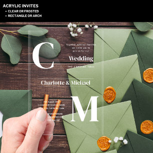Invitations En Acrylique Mariage ACRYLIQUE Invite LE TEXTE BLANC Initiales 