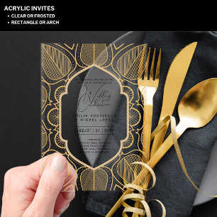 Invitations En Acrylique Mariage ACRYLIQUE Invite LE TEXTE NOIR Initiales e